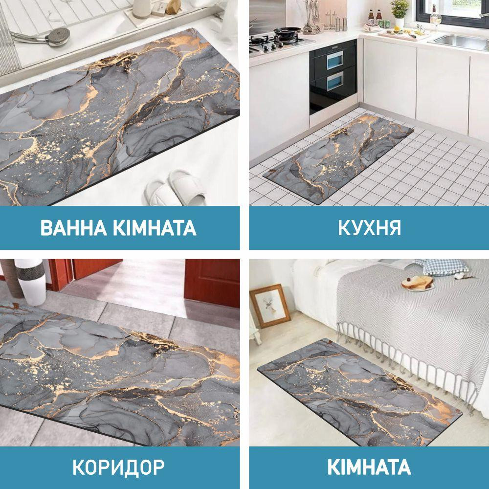 Набір діатомітових килимків для ванної та кухні Aquarius 50х80 см/50х120 см Сірий Мармур Буча - фото 8
