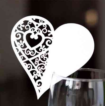 Рассадочные карточки для гостей на бокалы Сердечка 10 штук 8 на 8 см белый Киев