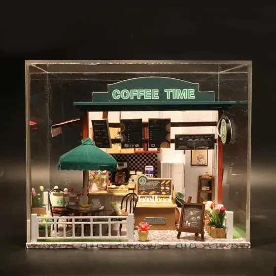 3D Румбокс DIY DollHouse "Coffee Time" кафе + Пилозахисний купол C006Z Київ