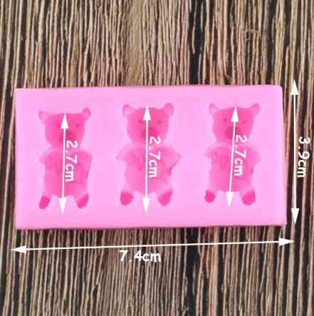 Силиконовый молд Мишки 74 на 39 мм розовый Киев