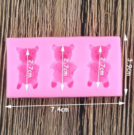 Силиконовый молд Мишки 74 на 39 мм розовый Киев - изображение 2