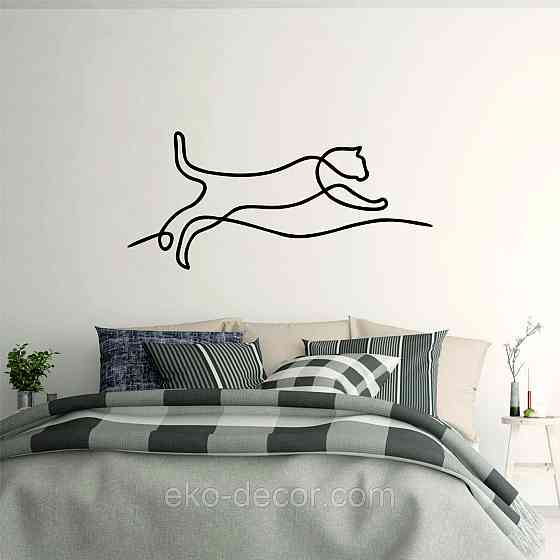 Декоративное настенное 3D Панно «Кот» Декор на стену с объемом 110*50 см, Черный Киев