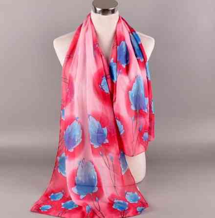 Жіночий шифоновий шарф рожевий в квіточки - розмір приблизно 150*48см Київ