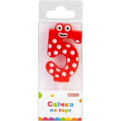 Свеча Maxi "5" 4,5 см, на торт (MX622053-5) Винница - изображение 1