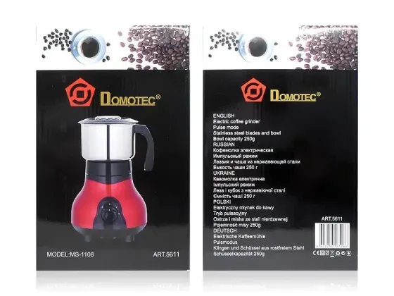 Кофемолка DOMOTEC MS-1108 Красная (250Вт, 250г) Киев