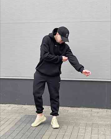 Стильний чоловічий теплий костюм-двійка тринитка на флісі Чорний, 50/52 Одеса