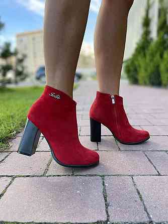 Жіночі черевики 95 червоні натуральна замша висота каблука 9 см розмір 38 (2570) Коломыя