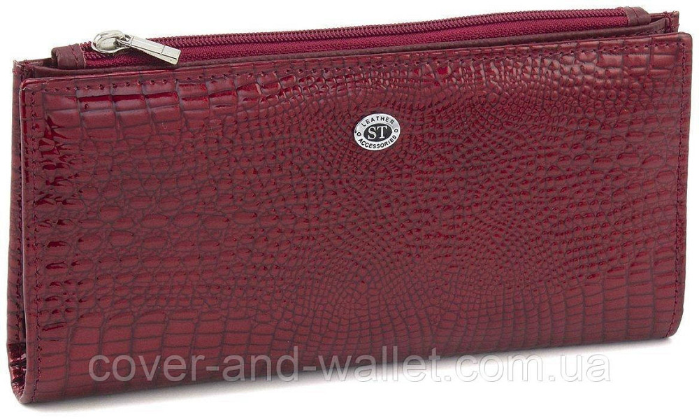 Жіночий тонкий гаманець купюрник з лакової шкіри на магнітах та блискавці ST AE 006 Київ - фото 1