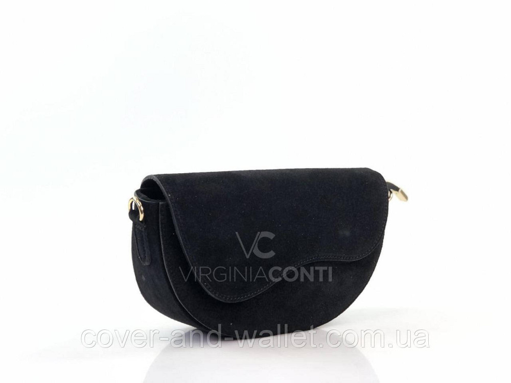 Стильная женская сумка кросс-боди из натуральной замши в черном цвете Virginia Conti Киев - изображение 1