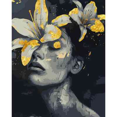 Картина по номерам Santi Дівчина з ліліями, 40*50 см, поталь (955290) Вінниця