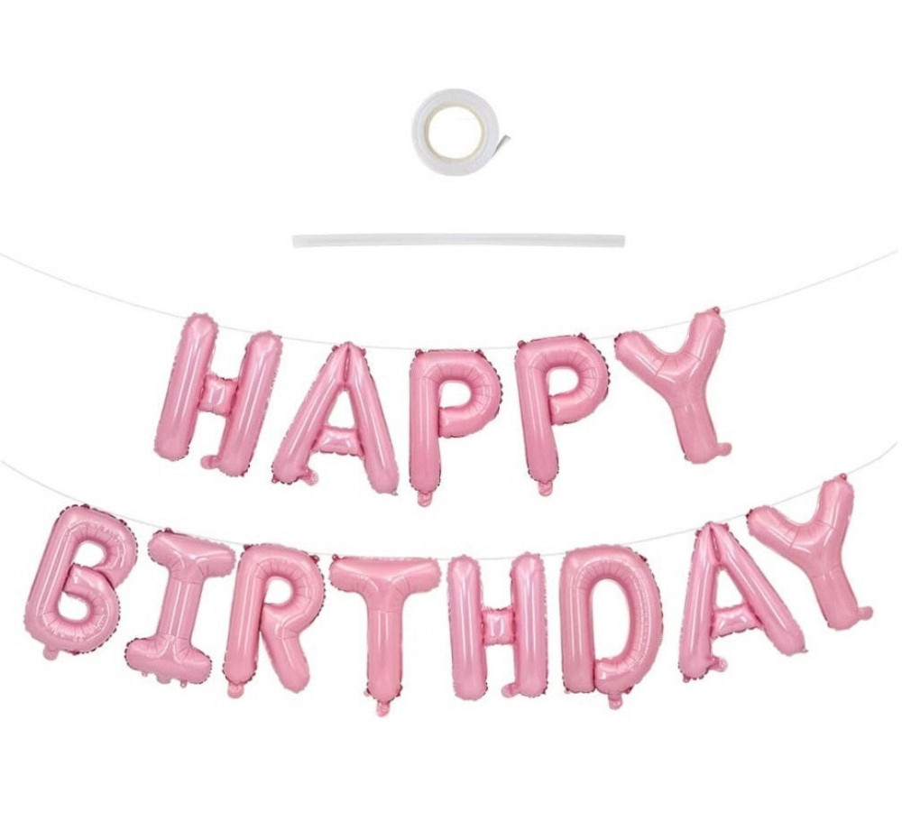 Фольгированные надувные шары буквы гирлянда Happy Birthday розовая высота букв 40 см Киев - изображение 2