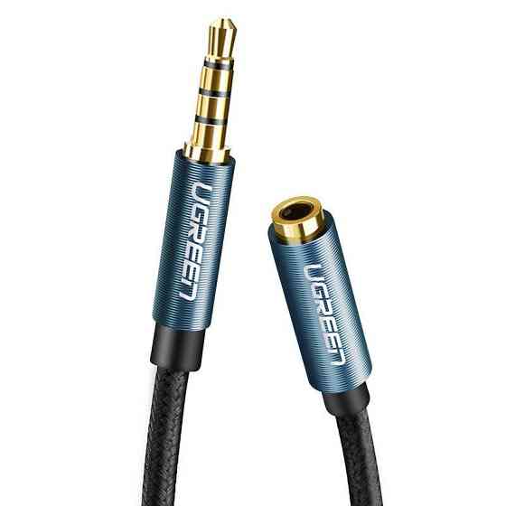 Аудиокабель UGREEN AV118 3.5mm Male to 3.5mm Female, nylon braid, 2m Black Одесса