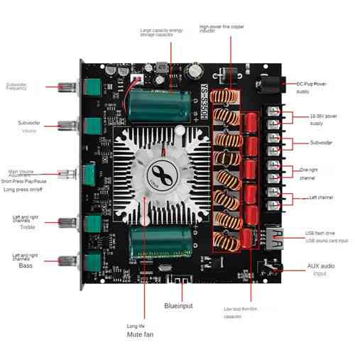 Аудіо підсилювач для колонок потужність звуку 2.1 2x220Вт + 350Вт Bluetooth 5.1 YS-S350H TD5165A AUX USB Київ