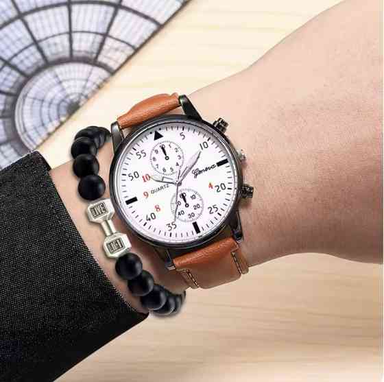 Подарочный набор для мужчин наручные часы с 1 оригинальным браслетом диам 4см дл 24см шир рем 2см без коробки Киев