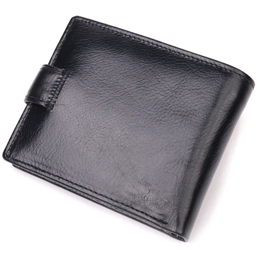 Чоловічий гаманець з гладкої шкіри у два складання чорний (ST Leather) Київ - фото 13