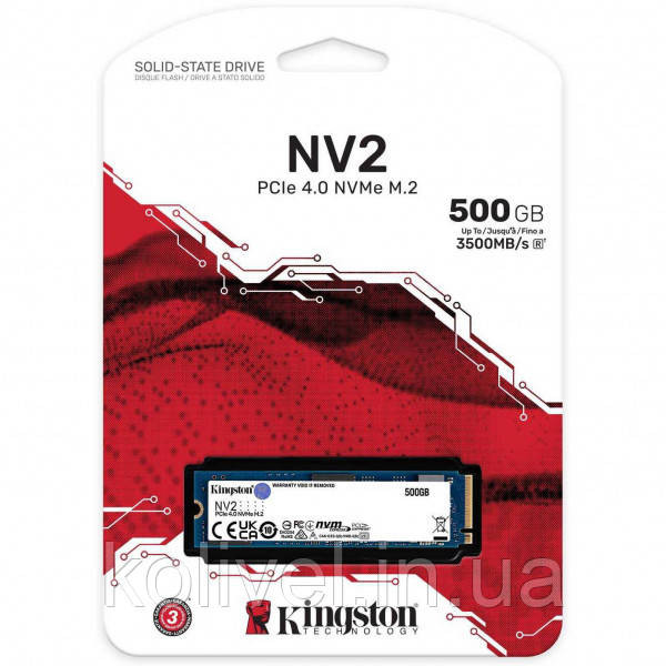 SSD 500GB Kingston NV2 M.2 2280 PCIe 4.0 x4 NVMe (SNV2S/500G#) Київ - фото 3