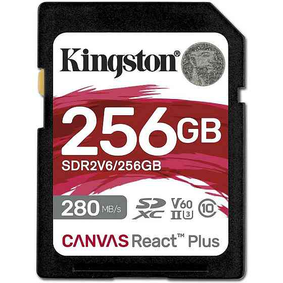 Картка пам'яті SDHC 256 GB UHS-II/U3 Class 10 Kingston Canvas React Plus V60 SD R280/W150MB/s (SDR2V6/256GB) Харьков