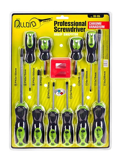 Набор отверток 10 предм. шлиц и крест ALLOID Винница - изображение 1