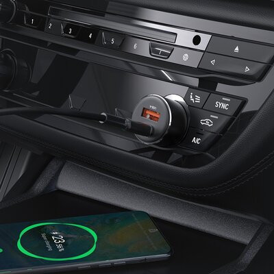 Автомобільний зарядний пристрій ACEFAST B12 60W (USB-A+USB-C) dual-port car charger Black (6974316282914) Київ - фото 4