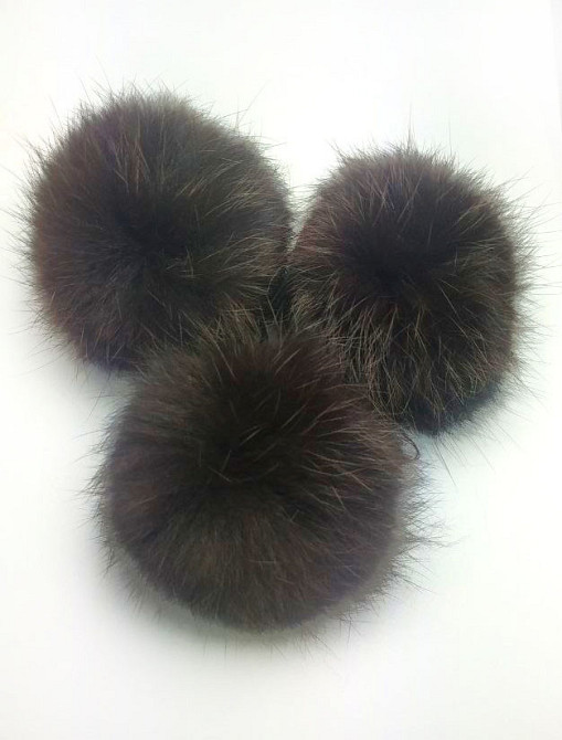 Хутряний бубон на шапку з кролика 7-8 см Шоколадний Харків - фото 2