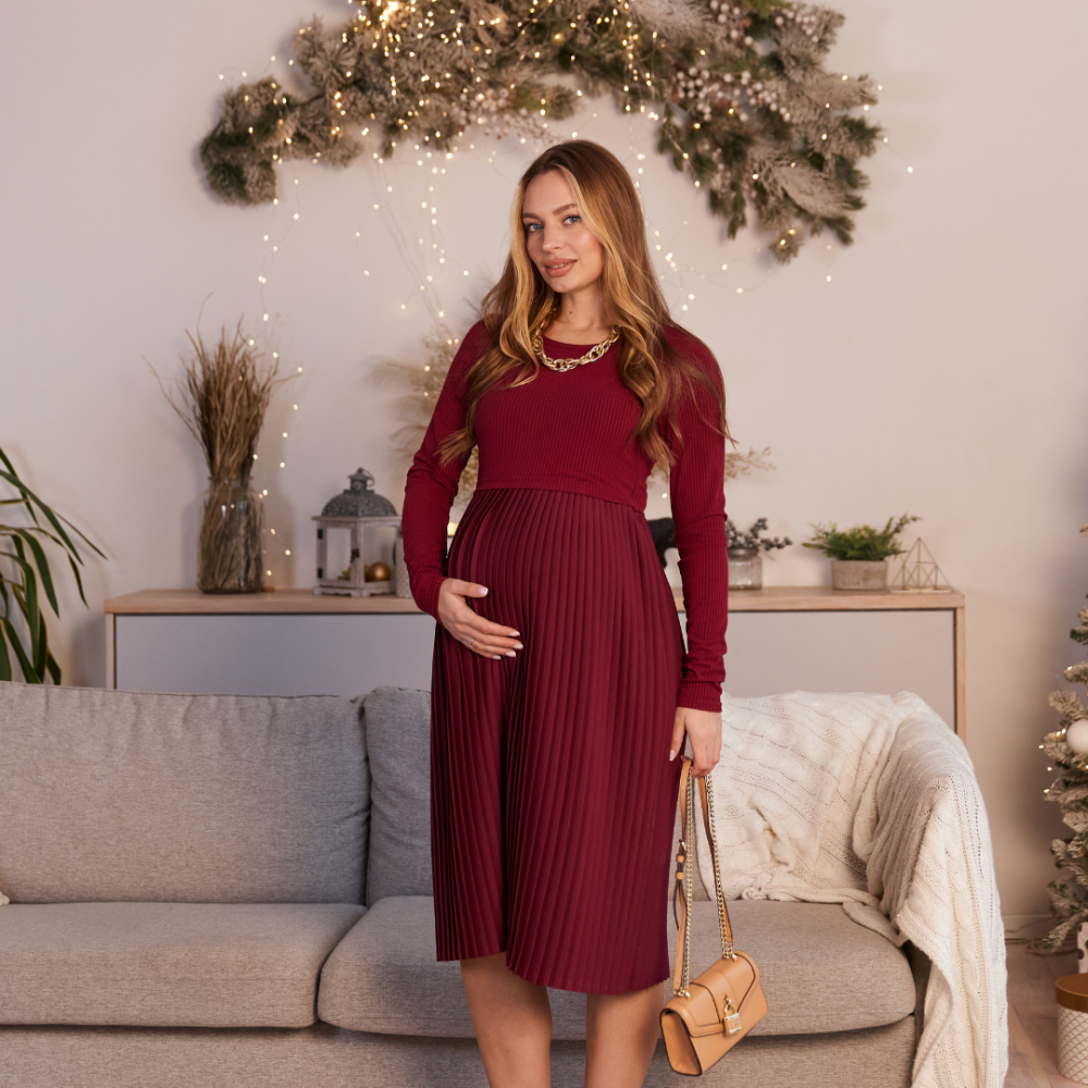 Стильна святкова сукня для вагітних та годувальниць Toledo розмір XXL (50) Lullababe Бордовий Кривий Ріг - фото 1