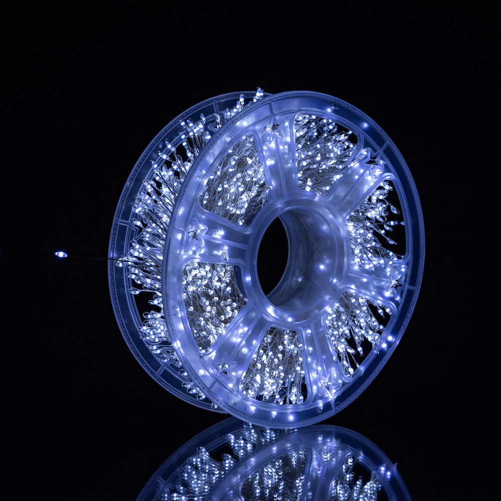 Garlando Новорічна гірлянда кімнатна роса Хвойна лапа 50 м 1500 LED білий провід Біле сяйво D15 Київ - фото 7