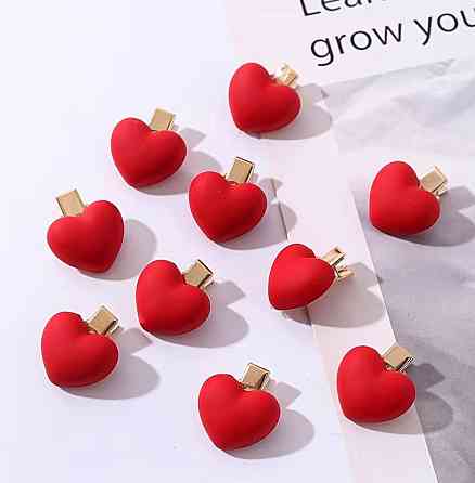 Набор заколок для волос 10 шт сердечки красные, клипсы декоративные для девочек Киев