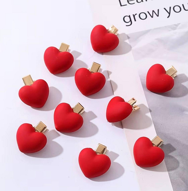 Набір шпильок для волосся 10 шт сердечка червоні, заколки кліпси декоративні для дівчат Київ - фото 3