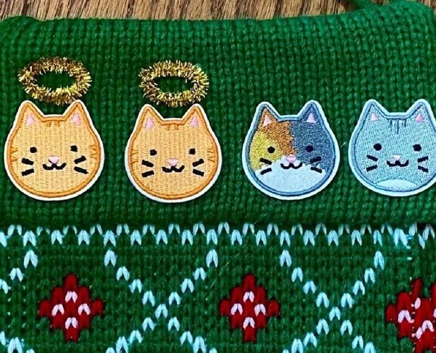 Термонаклейки мордочки котов вышитые набор 9 шт 3.8х3.7 см Киев - изображение 3