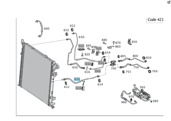 Mercedes-Benz  A1665001988 Трубка на радіатор охолодження АКПП ML/GLE W166 GLE Coupe C292 GL/GLS X166 Одесса