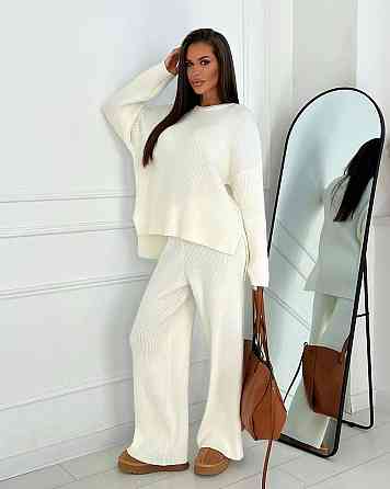 Женский теплый базовый костюм двойка ангора рубчик Молочный Одесса