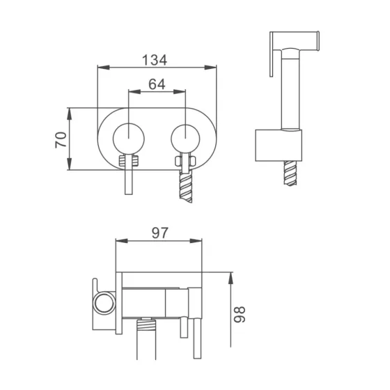 Гігієнічний душ Frap F7508 з приладовим краном 1/2", хром Київ