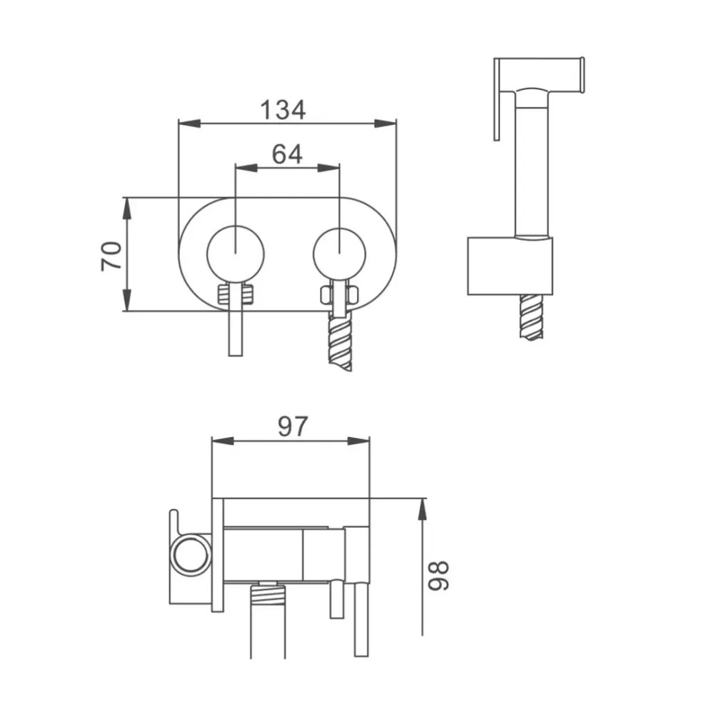 Гігієнічний душ Frap F7508 з приладовим краном 1/2", хром Київ - фото 6