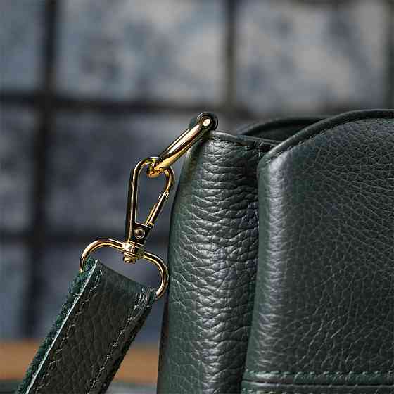 Шкіряна сумка для жінок з трьома відділеннями Зелений (Vintage) Київ