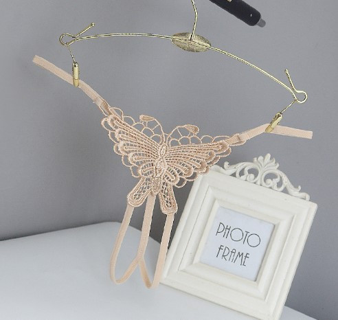 Трусики з метеликом та розрізом жіночі універсальний бежевий Київ - фото 1