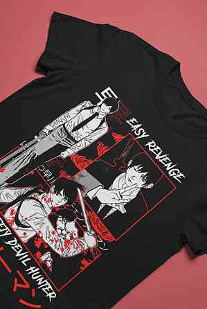 Футболка аниме Человек-бензопила оверсайз (S/M/L) Черний AnimeJ0959 Днепр