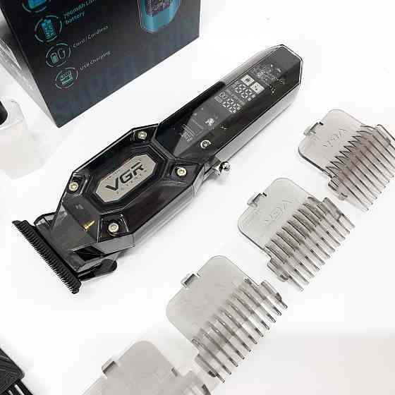 Акумуляторна машинка для стрижки VGR V-900 з дисплеєм бездротова для стрижки волосся. TW-347 Колір: чорний Київ