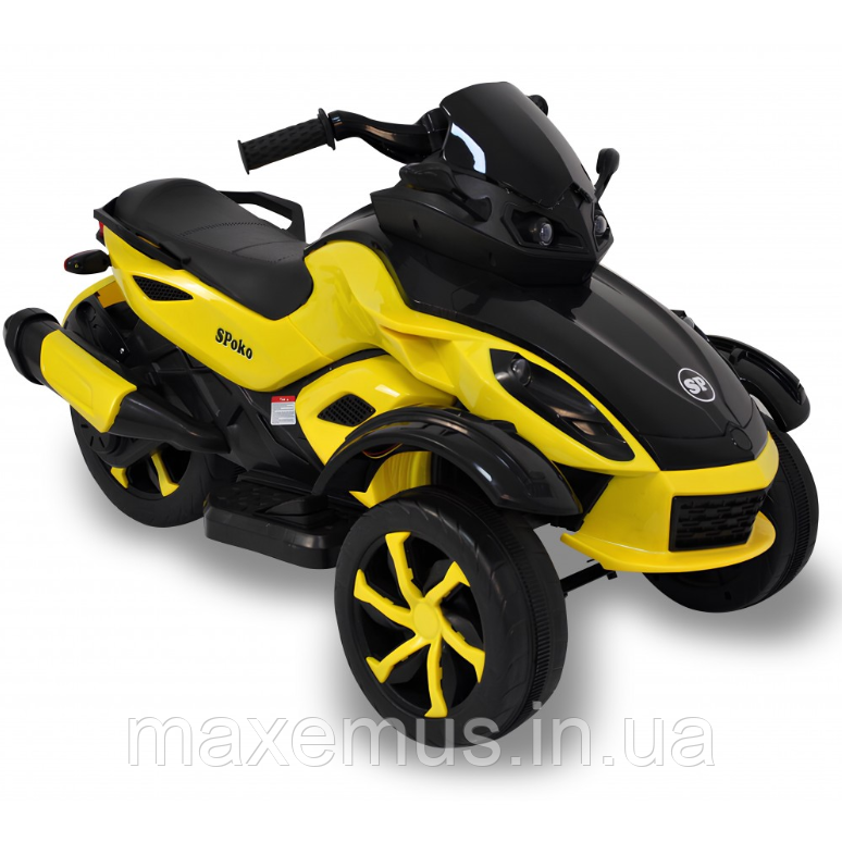 Электромотоцикл детский трицикл на аккумуляторе 3-х колесный SP-610 электрический мотоцикл для детей желтый Мостиська - фото 6