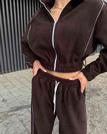 Женский стильный и теплый флисовый костюм двойка Шоколад Одесса