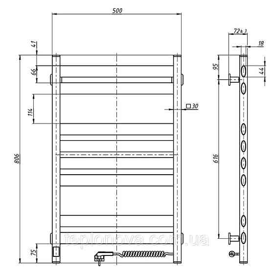 Сушарка для рушників Ellipse 500х800 Sensor права з таймером, білий оксамит Чернівці
