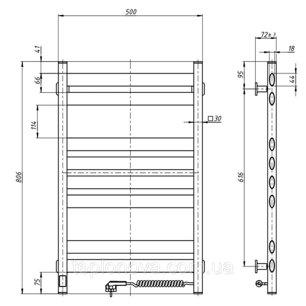 Сушарка для рушників Ellipse 500х800 Sensor права з таймером, білий оксамит Чернівці - фото 4