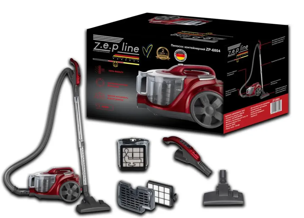 Пылесос контейнерный 4л Zepline ZP-6804 красный Коломия - фото 5