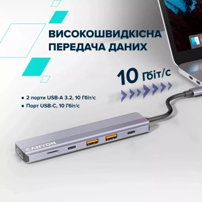 Порт-репликатор Canyon Docking Station DS-17 6 in 1 4k USB-C hub (CNS-TDS17) Винница - изображение 4