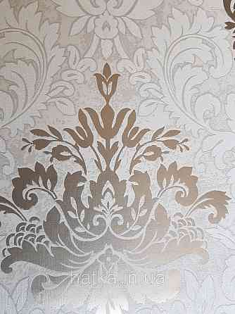 Шпалери метрові вінілові на флізелін Marburg Villa Romana класика вензелі завитки золотисті білі бежеві Київ