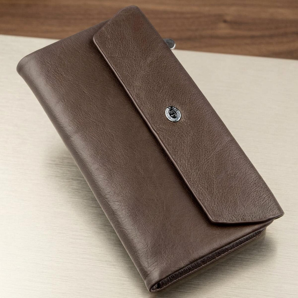 Практичный женский кошелек-клатч ST Leather 18841 Коричневый Киев - изображение 8