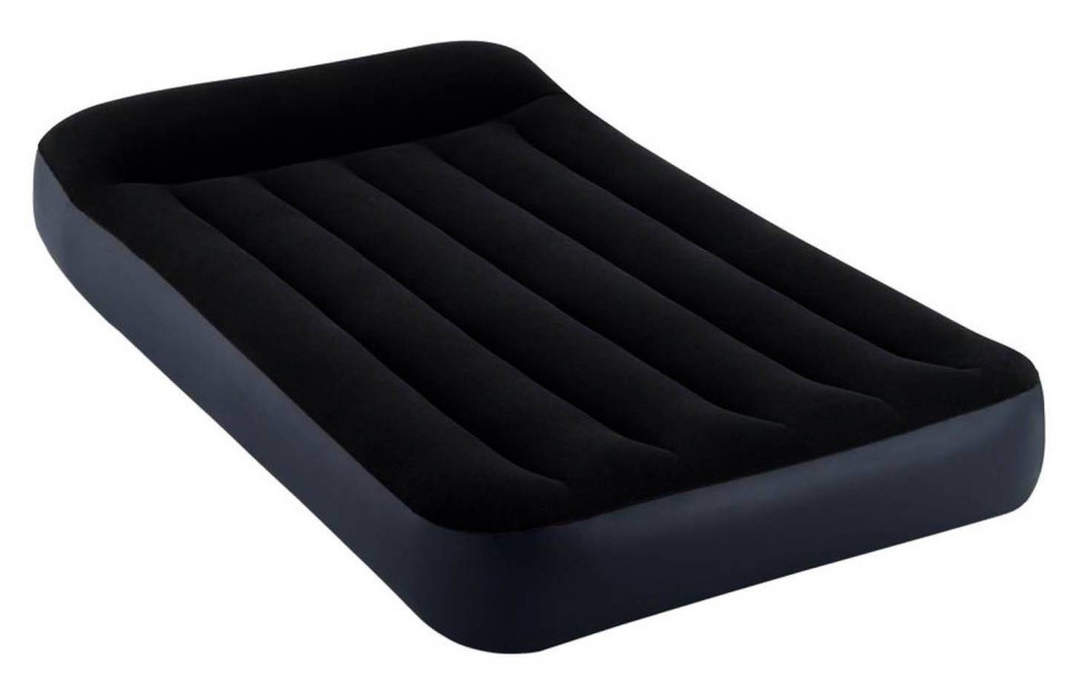 Надувний одномісний матрац із вбудованим електронасосом та підголовником Intex 64146 чорний Київ - фото 3