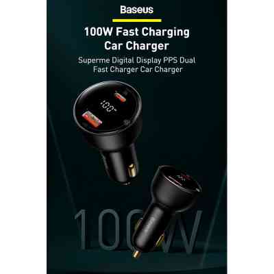 Зарядное устройство Baseus Superme Digital Display PPS Dual Quick Charger Car Charger black (TZCCZX-01) Винница