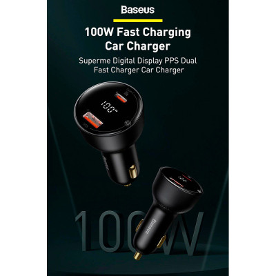 Зарядний пристрій Baseus Superme Digital Display PPS Dual Quick Charger Car Charger black (TZCCZX-01) Вінниця - фото 2