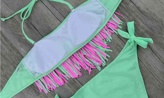 Купальник девочке раздельный салатово-розовый Киев