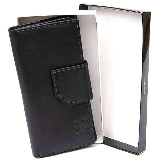 Кожаное глянцевое портмоне Черный (GRANDE PELLE) Киев